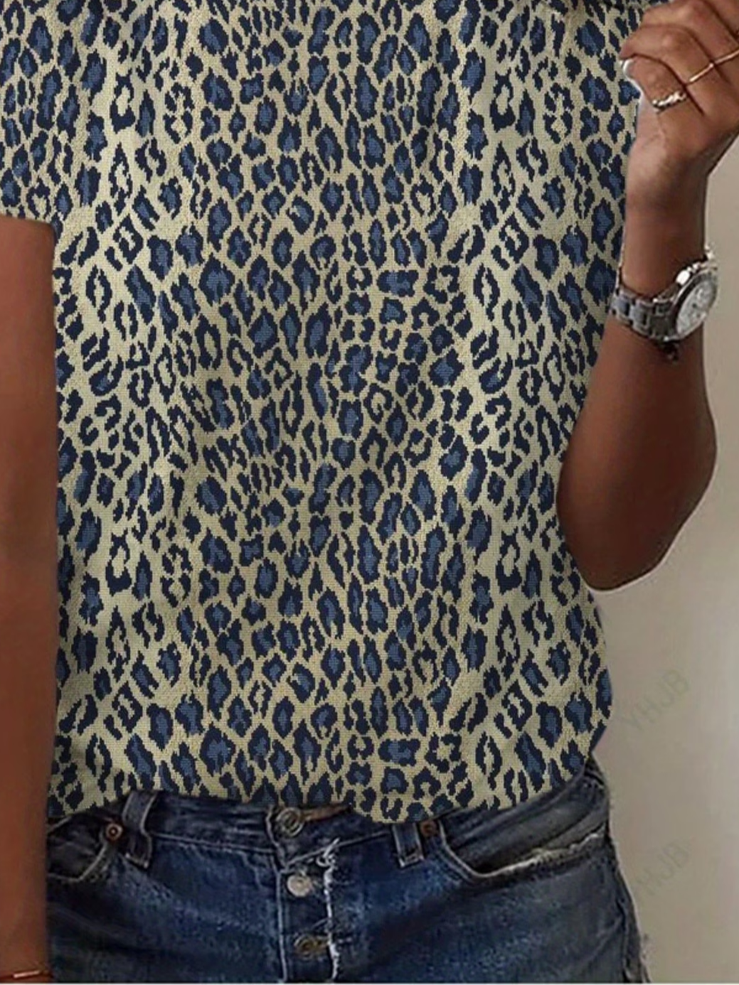 Women's Short Sleeve T-shirt Summer As Picture Leopard Printing Jersey Crew Neck Daily Going Out Casual Top