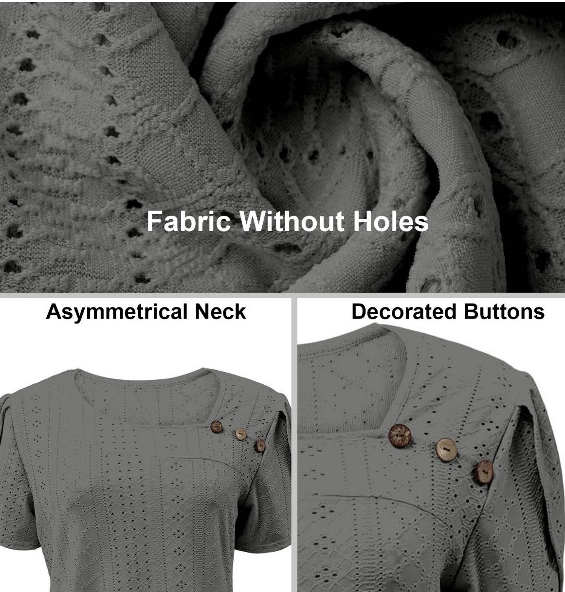 Asymmetrical Neck Button Short Sleeve Summer Going Out Casual T-Shirt