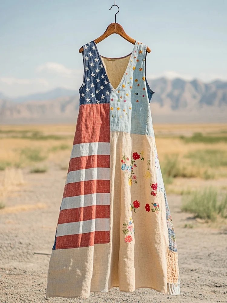Independence Day Loose Casual Dress With No
