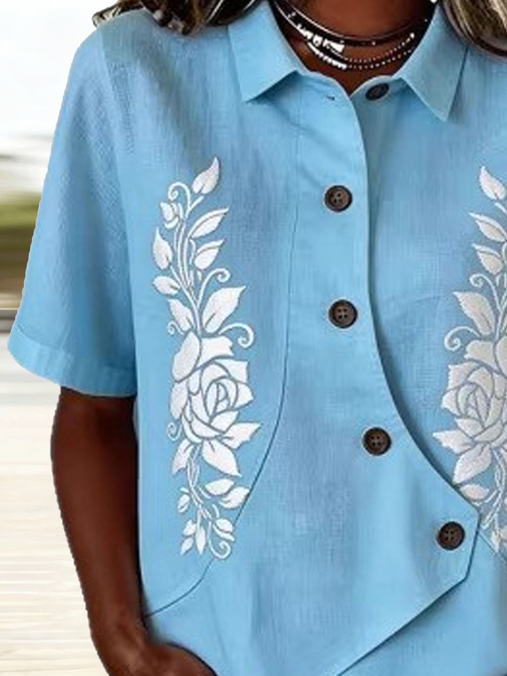 3D Printing Shawl Collar Short Sleeve Asymmetry Placket Design Button Summer Going Out Casual Shirt