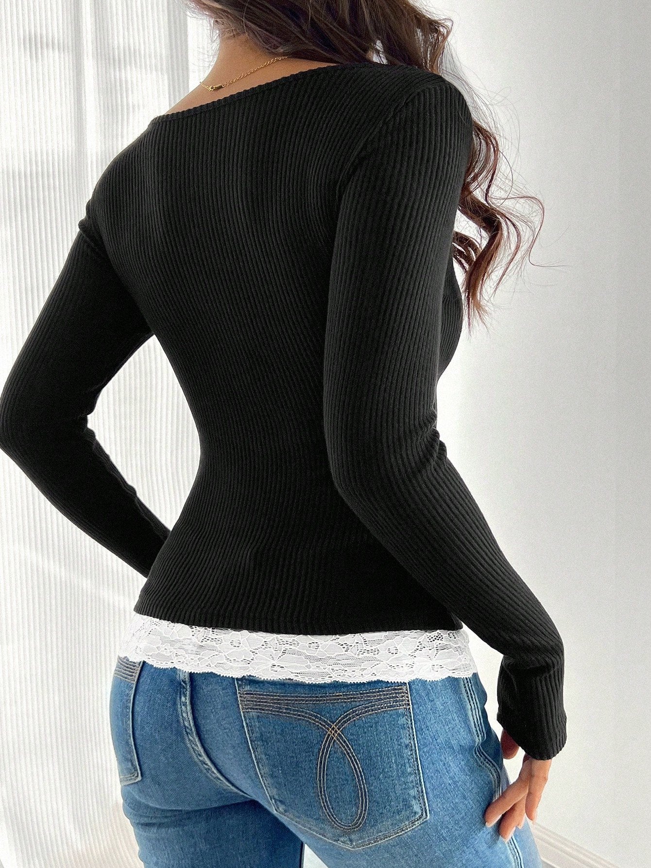 Tight Casual Cotton Square Neck T-Shirt
