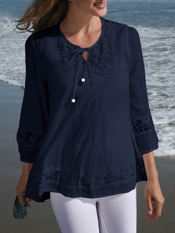 Women's Long Sleeve T-shirt Spring/Fall White Plain Jacquard Cotton Crew Neck Daily Going Out Casual Top
