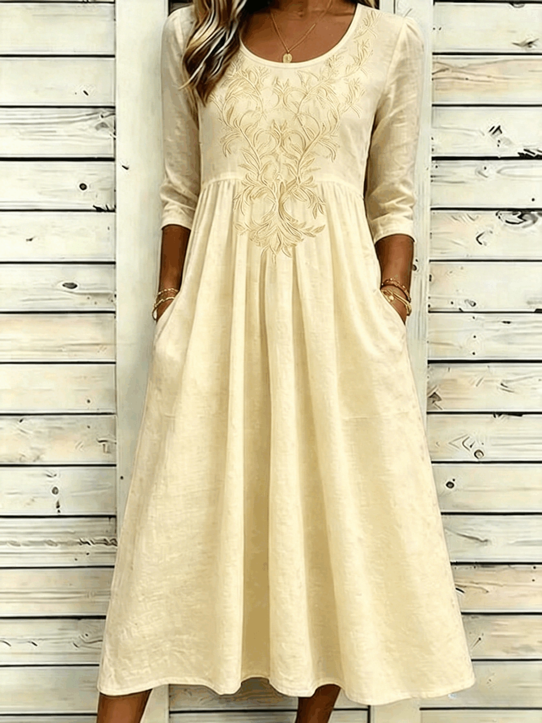 Floral Print Casual A-Line Maxi Dress with Pockets