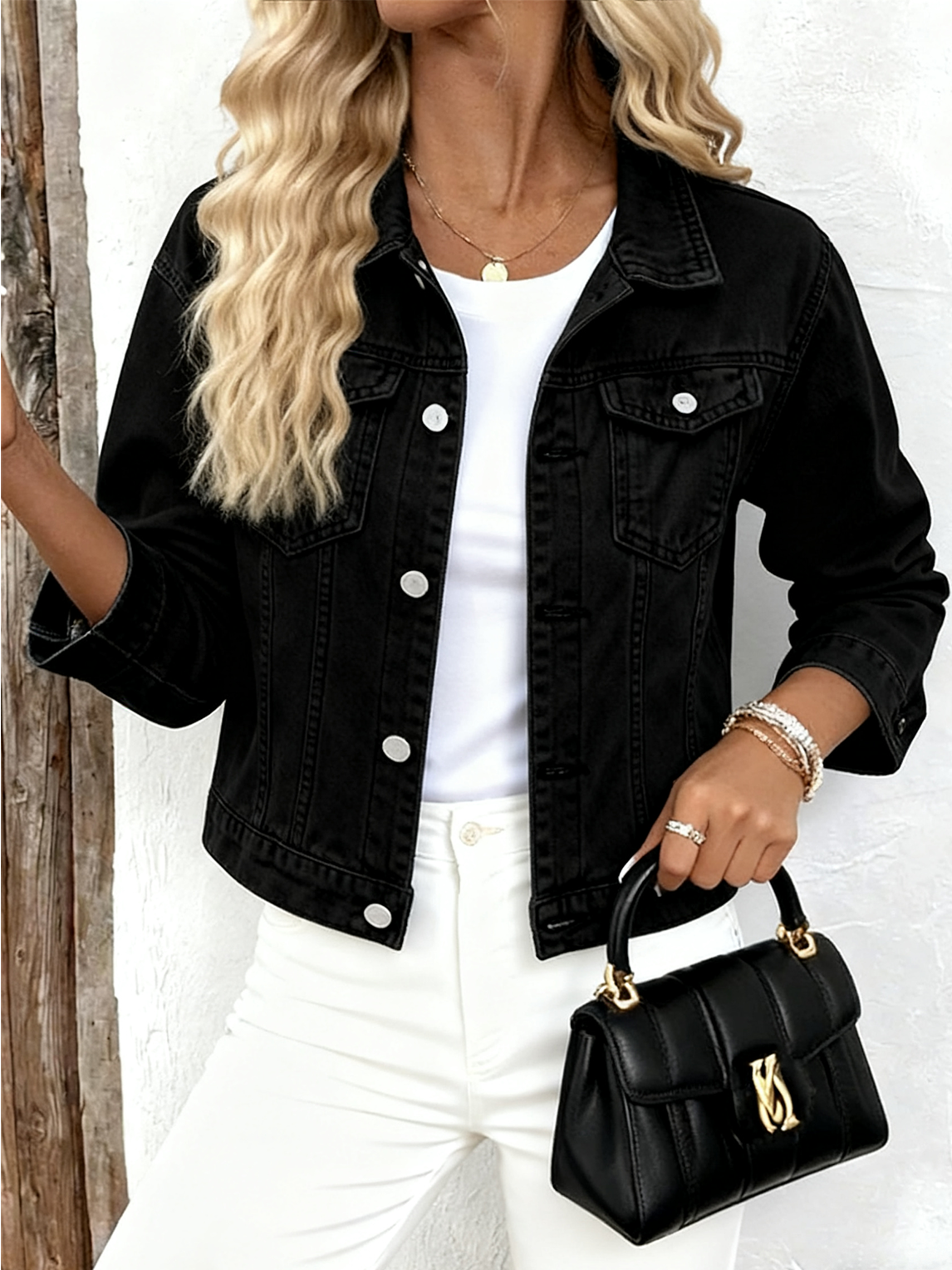 Denim Shawl Collar Loose Street Jacket
