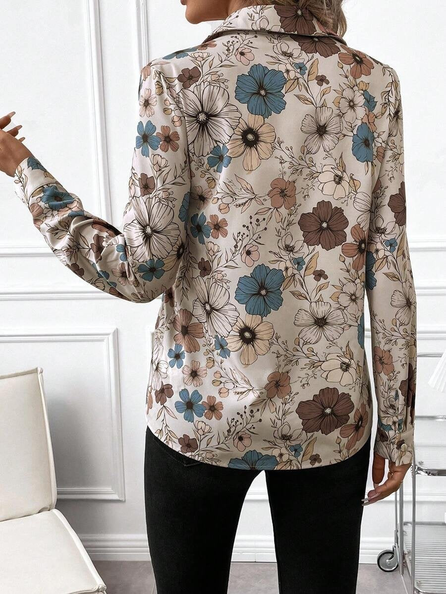 Loose Others Elegant Floral T-Shirt