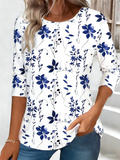 Floral Vintage Crew Neck Loose T-Shirt