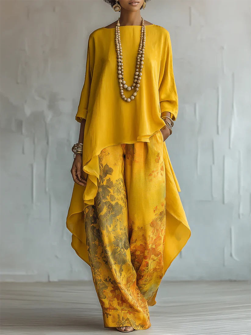 Casual Cotton-Linen Floral Vacation Set