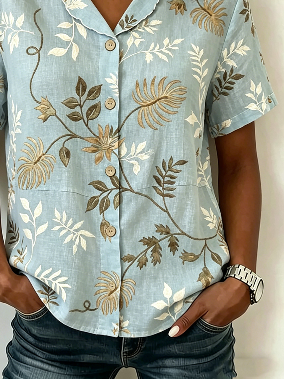 Shawl Collar Loose Floral Vintage Shirt