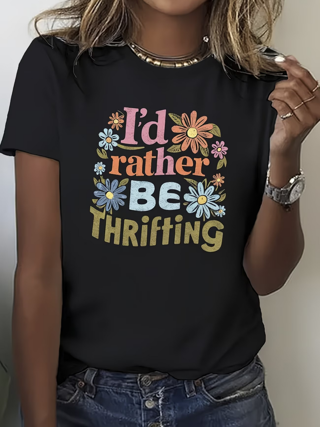 Women's Short Sleeve T-shirt Summer Black Text Letters Printing Jersey Crew Neck Daily Going Out Casual Top