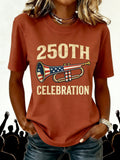 Women's 250th Anniversary Of The Founding Of the United States Vintage Short Sleeve Crew Neck Music Festival 3D Printing Daily Going Out Casual T-Shirt