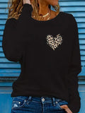 Women's Long Sleeve T-shirt Spring/Fall Black Heart/Cordate Printing Jersey Crew Neck Daily Going Out Casual Top
