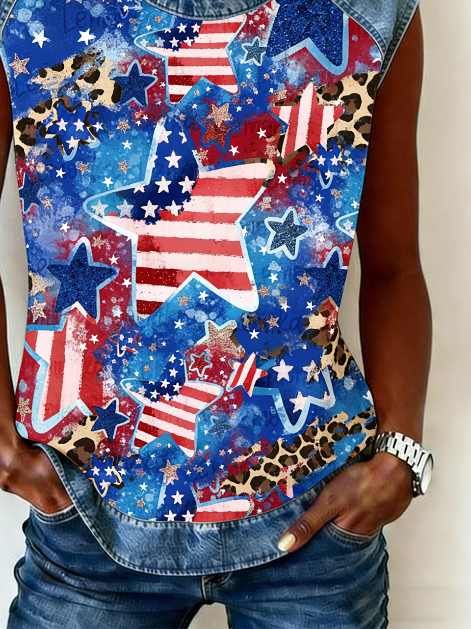 Vintage Independence Day Loose Tank Top