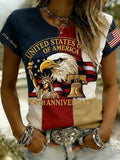 3D Printing Vintage Crew Neck Eagle Old Glory Jersey T-Shirt