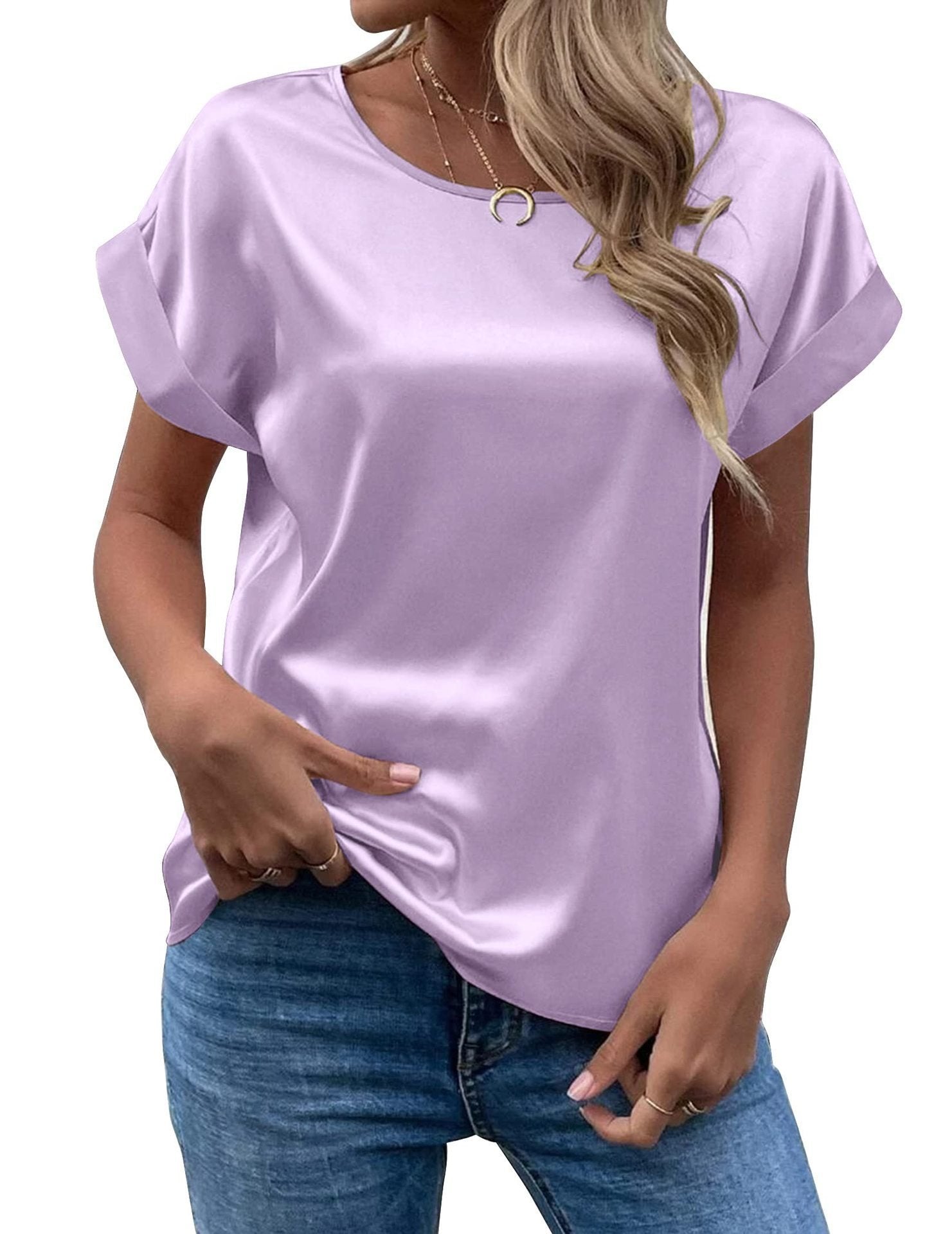 Casual Loose Plain Crew Neck T-Shirt