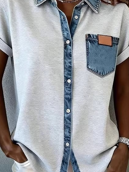 Plain Shawl Collar Casual Shirt